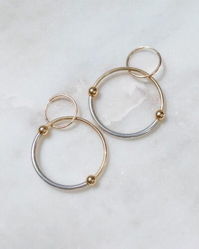 Chunky Double Hoops - 14k Gold Filled & Sterling Silver (Medium)