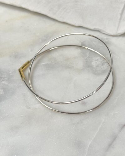 Two Paths Bangle - Sterling Silver (Medium) (Silver with Gold Corner)