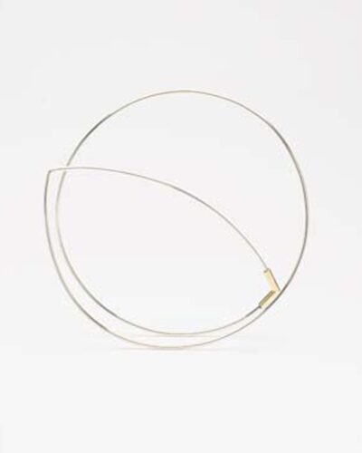 Eclipse Bangle - Sterling Silver (Small) (Silver with Gold Corner)
