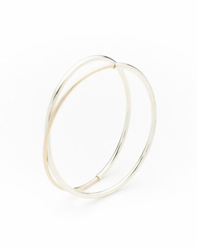 Silver Lunar Bangle - 14k Gold Filled & Sterling Silver (Large) (Classic - No Bead)