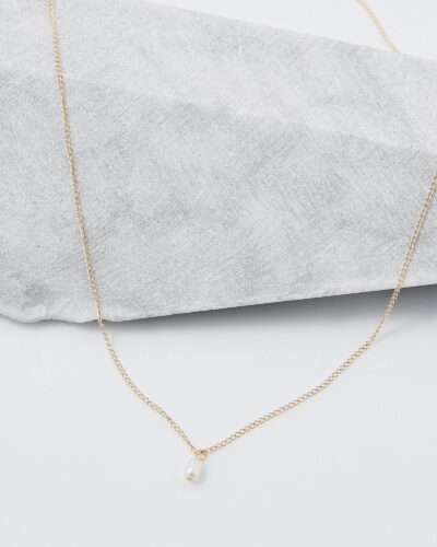 Rice Pearl Drop - 14k Gold Filled (45cm) (Flat Curb Chain)