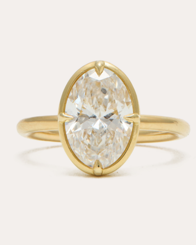 Venus Ring with Lab Oval Diamond - 18CT Gold
