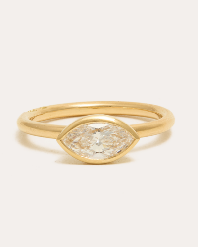 Stevie Ring with Lab Marquise Diamond - 18CT Gold