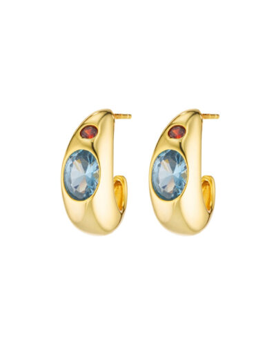 Bambi Hoops - 18K Gold Plated, Aquamarine