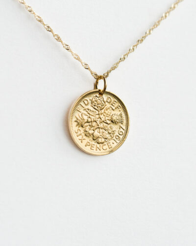England | Thistle Coin Necklace - 14K Gold Plated