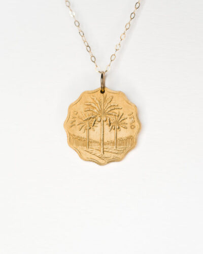 Iraq | Palm Trees Coin Necklace - 14K Gold Plated