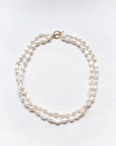 Elisse 2 Row Pearl Necklace - Gold Plated