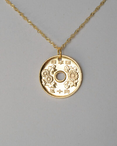 Japan | Chrysanthemums Coin Necklace - 14K Gold Plated