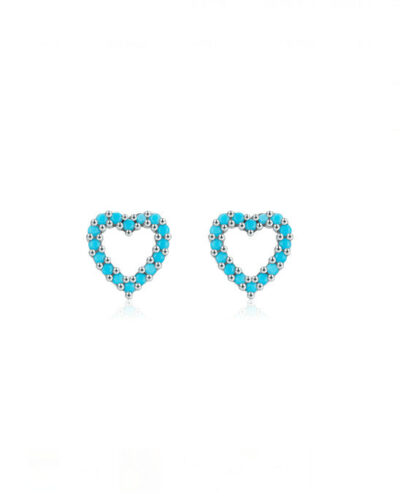 Turquoise Love Heart Earrings - Sterling Silver