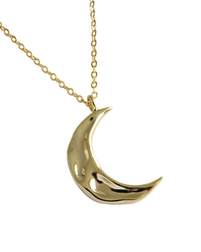 Textured Moon Necklace - 18K Gold Plated