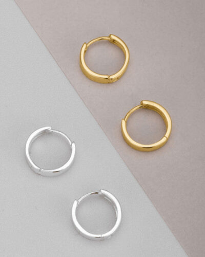 Classic Huggie Hoop Earrings - Sterling Silver