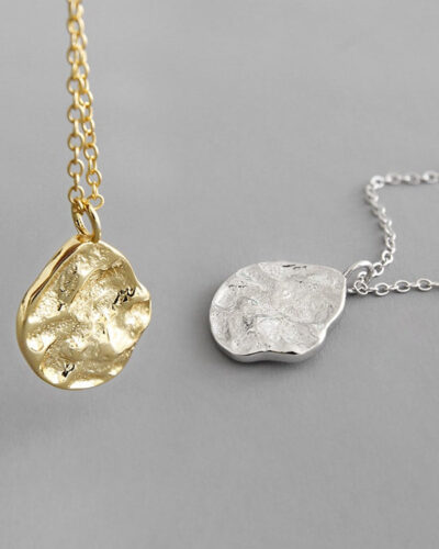 Textured Circle Necklace - Sterling Silver
