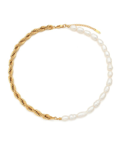 Freshwater Pearl Rope Chain Necklace - 18K Gold Plated