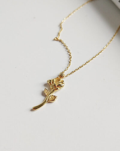 Rose Pendant Necklace - 18K Gold Plated