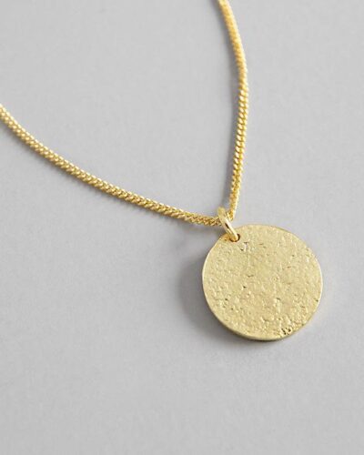 Embossed Circle Pendant Necklace - 18K Gold Plated