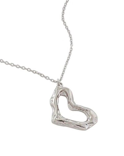 Embossed Love Heart Necklace - Sterling Silver