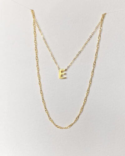 Alphabet + Long Anne Necklace Set "E" - 14k Gold Vermeil