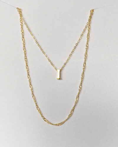 Alphabet + Long Anne Necklace Set "I" - 14k Gold Vermeil