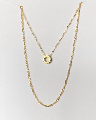 Alphabet + Long Anne Necklace Set "O" - 14k Gold Vermeil