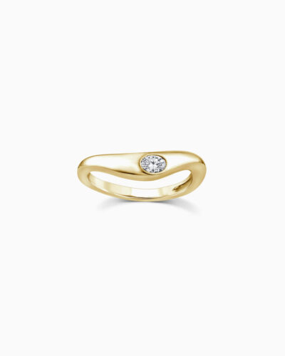 Flow Oval Wave Ring - 9K Gold, Diamond (Lab Grown) (0.15ct)