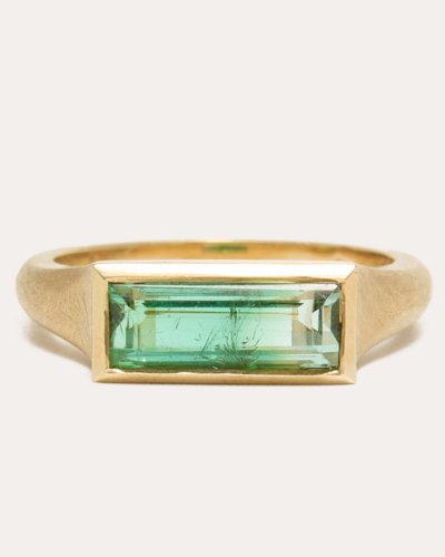 Nico Ring with Baguette Bi Colour Green Tourmaline - 9CT Gold