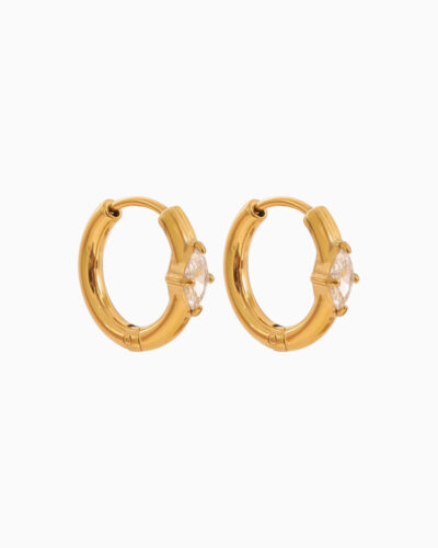 Aurora Marquise Huggie Earrings - 18K Gold Plated, Cubic Zirconia