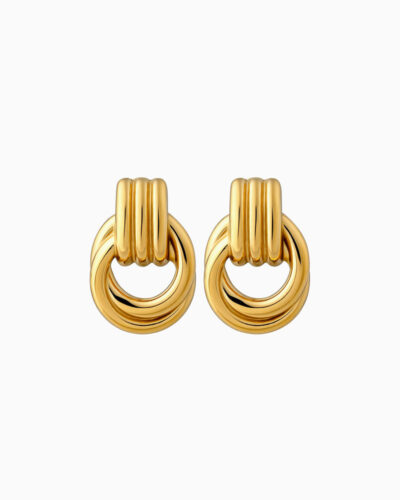 Muse Double Ring Stud Earrings - 18K Gold Plated