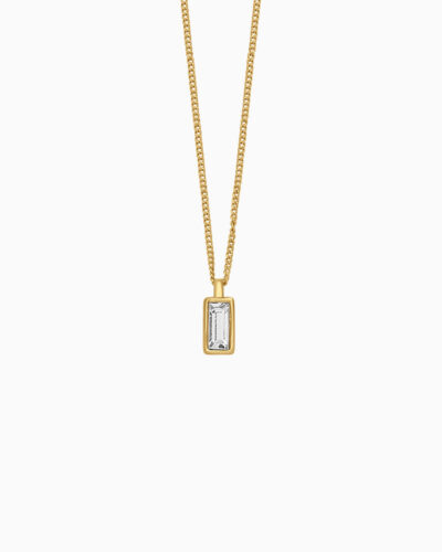 Essentials Bezel Set Pendant Necklace - 18K Gold Plated, Cubic Zirconia