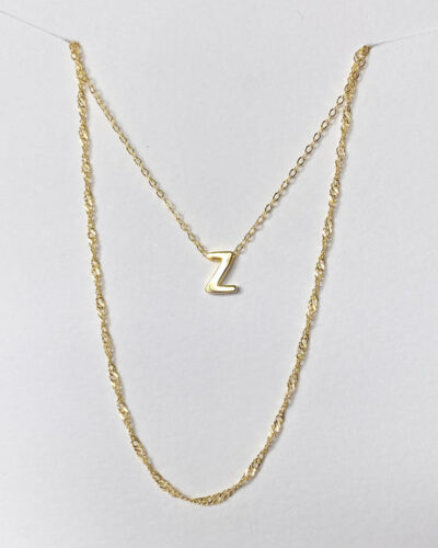 Alphabet + Long Anne Necklace Set "Z" - 14k Gold Vermeil