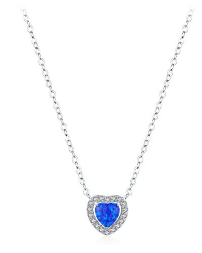 Azure Love Heart Pendant Necklace - Sterling Silver