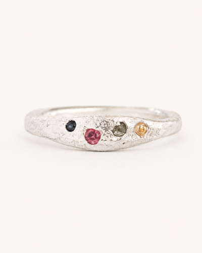 Aluna Ring - Sterling Silver, Mixed Sapphire (Yellow, Green & Pink)