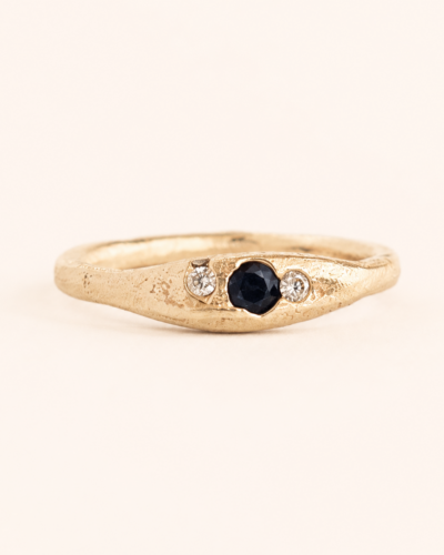Aluna Ring - 9K Yellow Gold, Reclaimed Sapphire & Diamonds