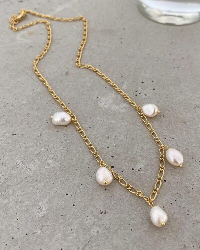 Freshwater Pearl Chain Necklace - 14K Gold Plated