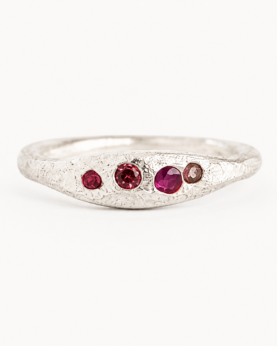 Aluna Ring - Sterling Silver, Mixed Sapphire (Orange, Red & Pink)