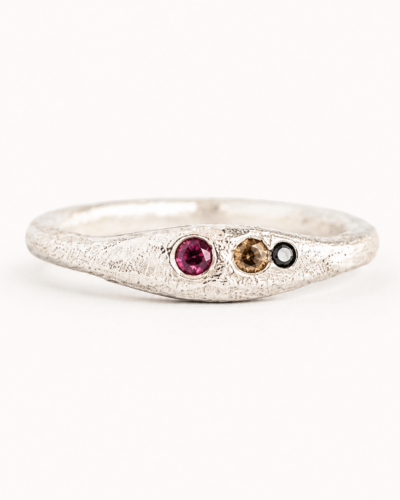 Aluna Ring - Sterling Silver, Mixed Sapphire (Red, Blue & Pink)