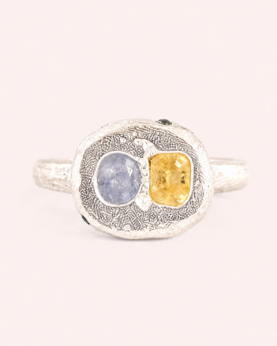 Bowl Ring - Sterling Silver, Double Sapphire