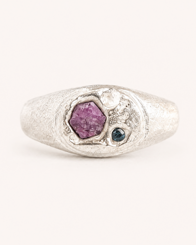 Harmony Signet Ring - Sterling Silver, Rough Sapphire