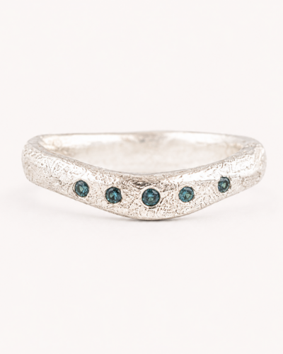 Tidal Ring - Sterling Silver, Teal Sapphire